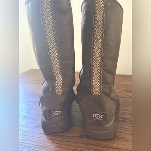 UGG Ultimate Tall Braid Chocolate Suede Boots Women’s Size 7